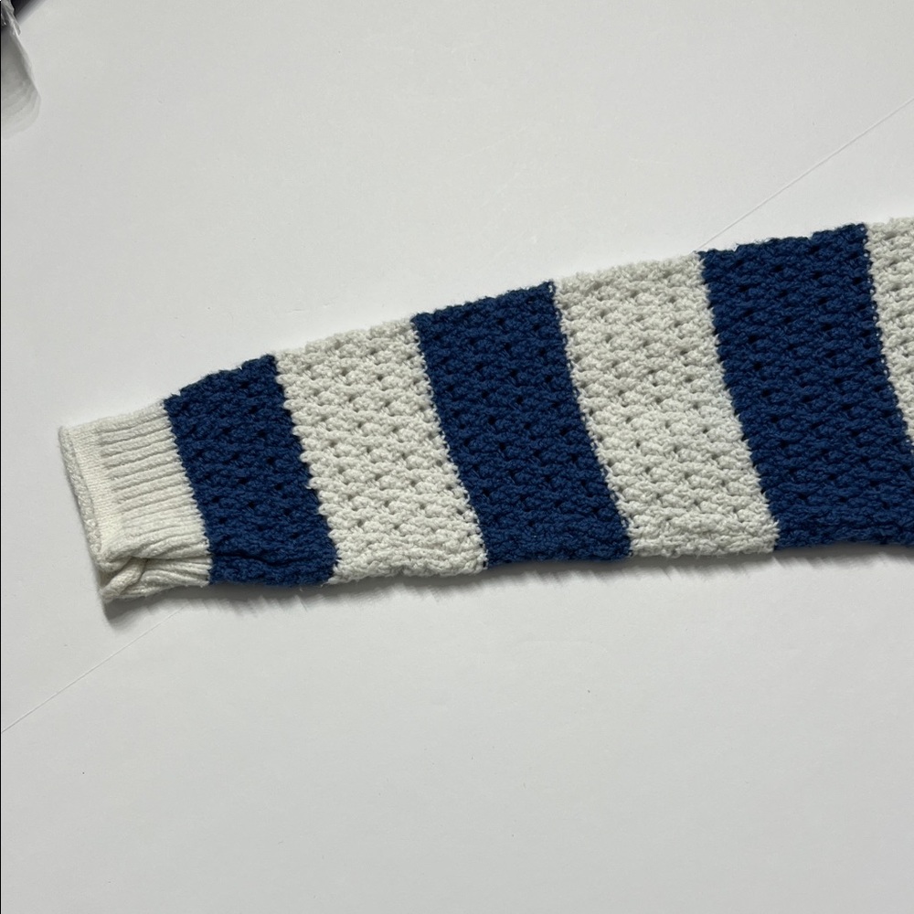 Blue and White Striped Girls Sweater - Picture 4 of 7